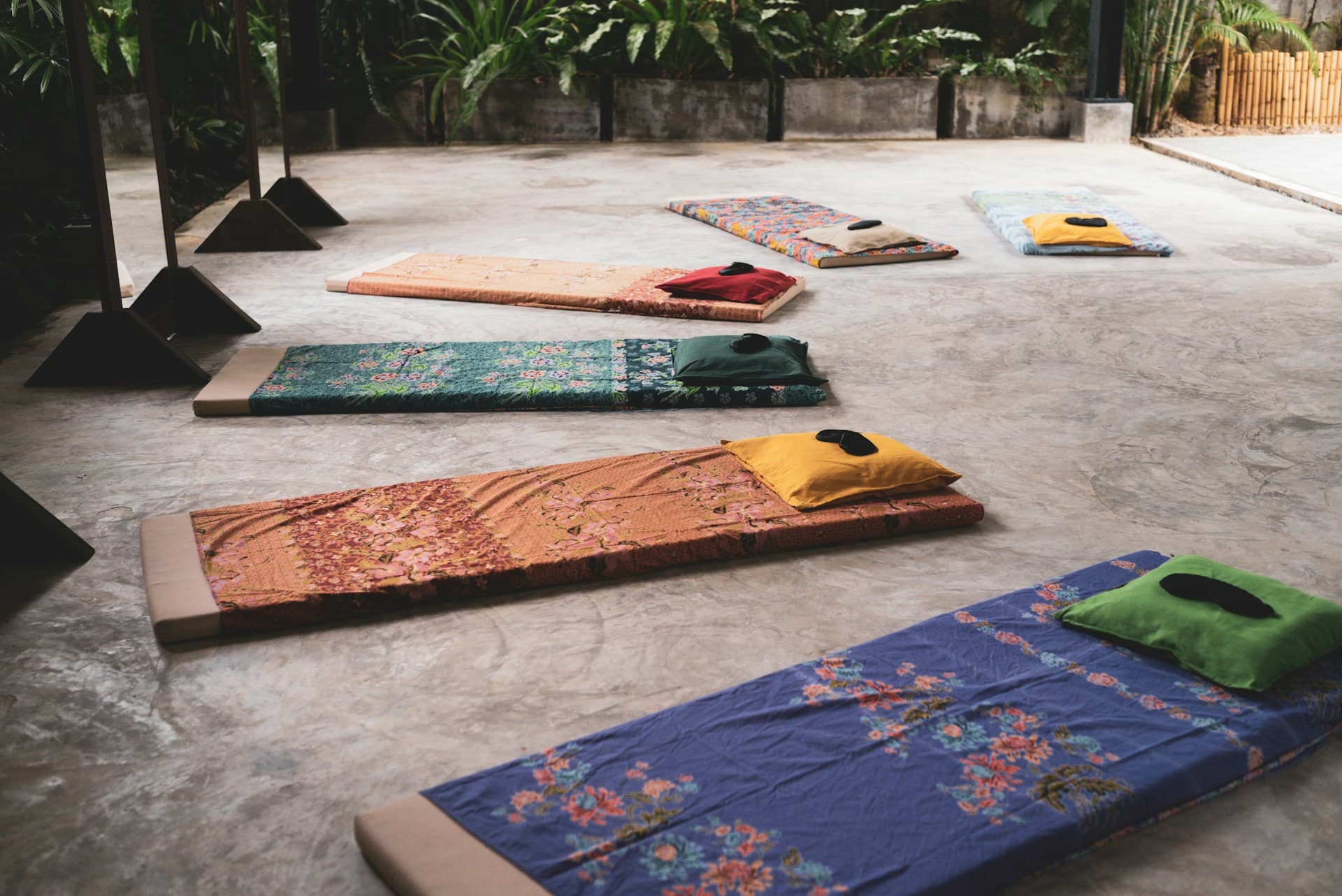 Yoga mats arranged for class
